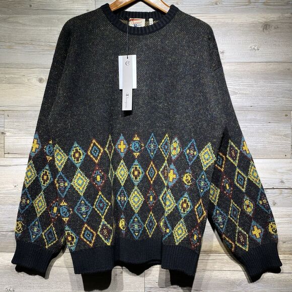 Champion Index + Archives Retro Sweater Large Geometric Mohair Wool Alpaca Italy - Picture 1 of 11